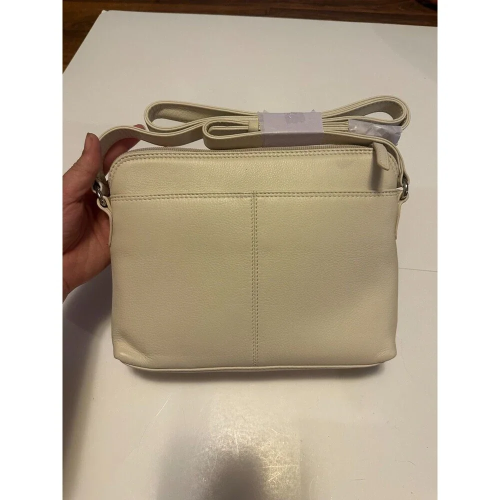 NWT ili New York Leather Crossbody Organizer Bag In Bone RFID